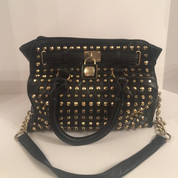 gold studded handbag