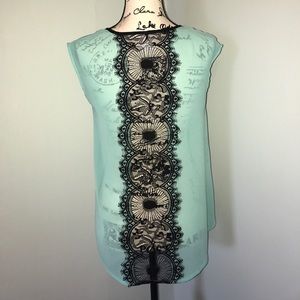 Mint Hi-Lo Top with Lace Detail in Back