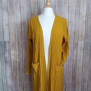 Mustard ribbed LuLaRoe Sarah Cardigan, large