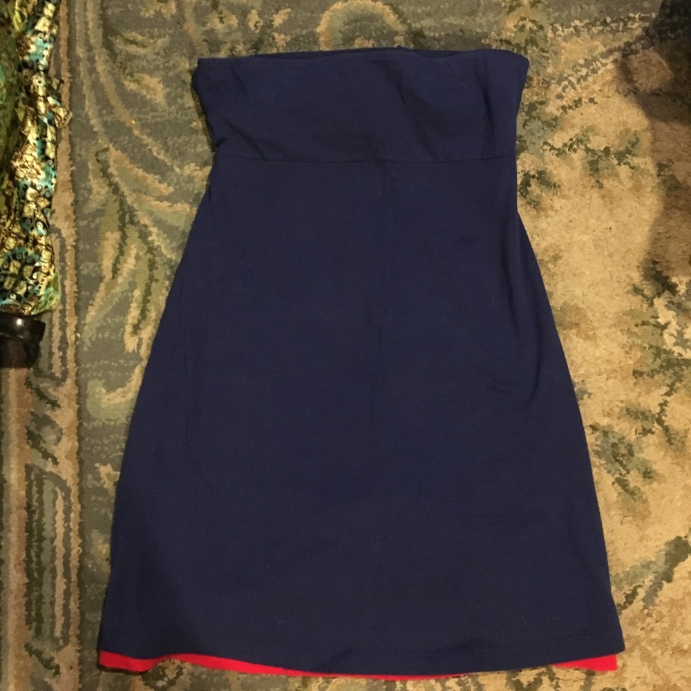 Navy with red trim mini dress
