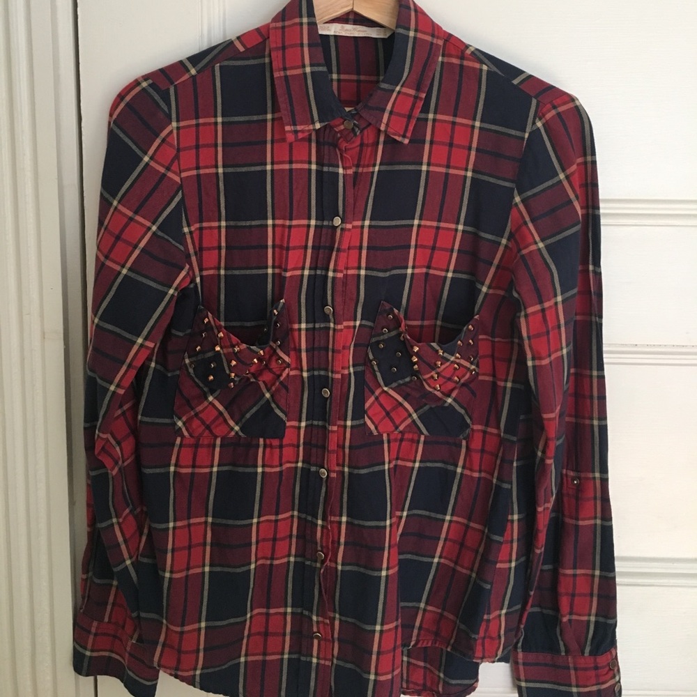 🌹ZARA Tartan Studs Button Down Shirt🌹