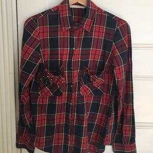 🌹ZARA Tartan Studs Button Down Shirt🌹
