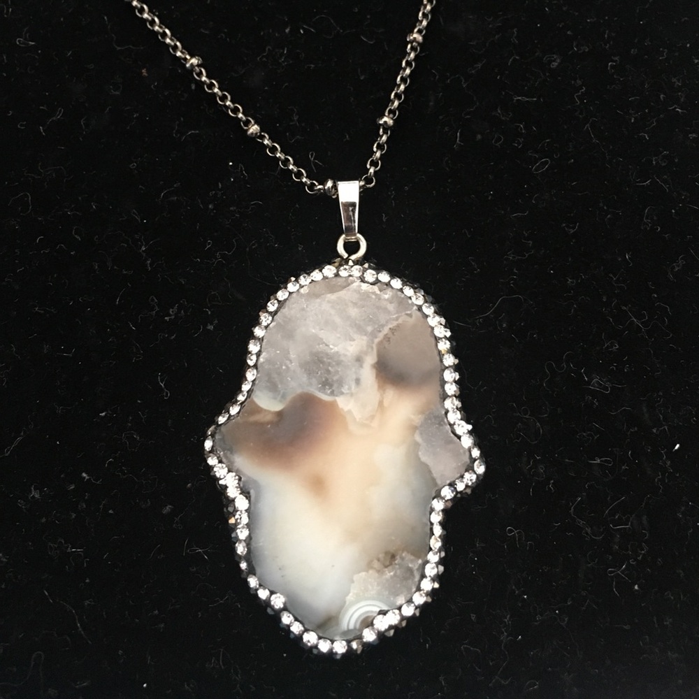 Druzy pendent on a chain