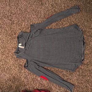 Navy Cold shoulder Top with Heart Elbows