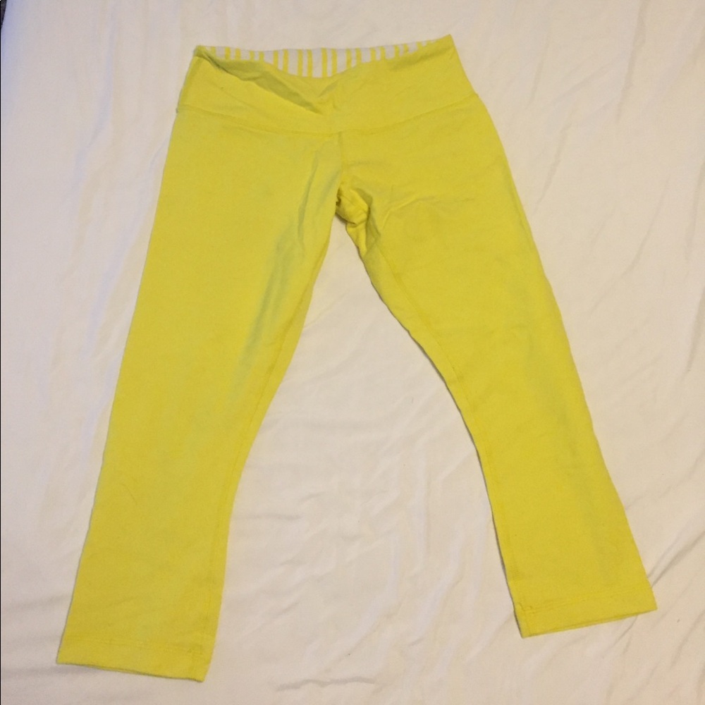 Neon yellow cropped Lululemons. Perfect condition
