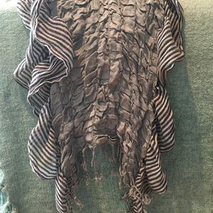 Urban Outfitters Grey Ruffled Scarf with Fringes
