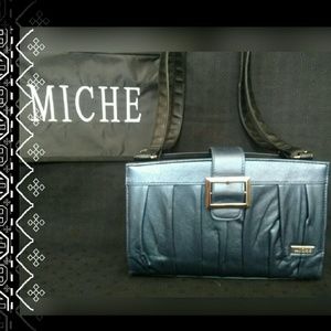 Miche classic metallic blue shell w/foldover clasp
