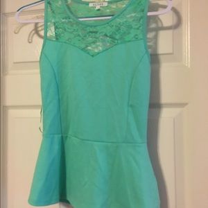 Lace keyhole peplum top