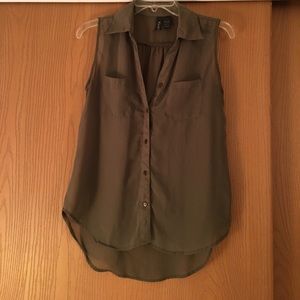 Olive Green Sleeveless Blouse