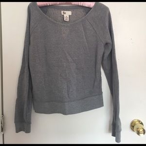 Grey Lace Back Sweater