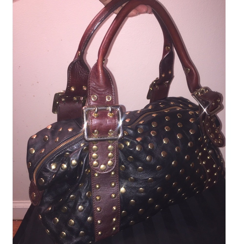 Black & Brown Faux Leather Handbag