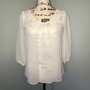 Sheer White Blouse with Bow Detail on Back