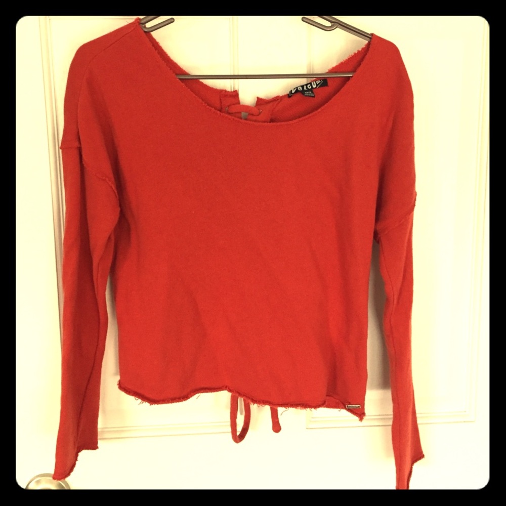Cropped box fit sweater in burnt orange