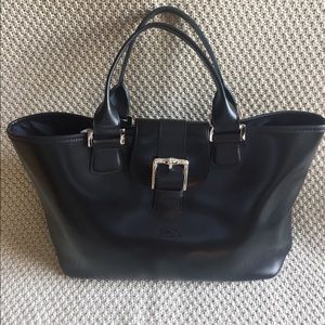 Longchamp black leather tote.