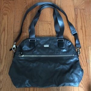 Dark grey metallic large shoulder bag