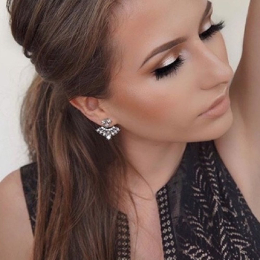 Crystal Fan Earrings - Picture 2 of 5