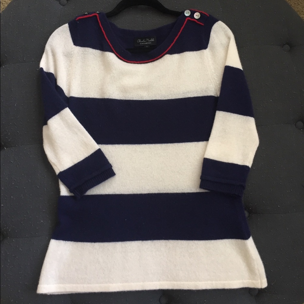 Lightweight nautical cashmere sweater, sz S