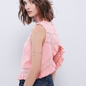 Free People Sleeveless Laced Piece Washed Tank