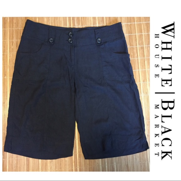White House Black Market Pants - Black Silk Bermuda Shorts