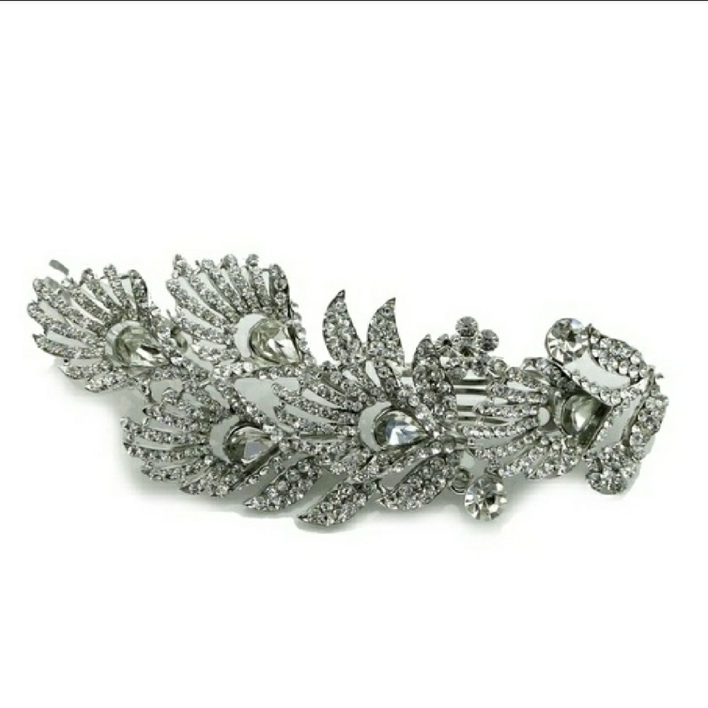Beautiful, crystal feather hair comb
