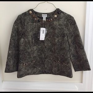 Chicos NWT embellished gold and black blazer
