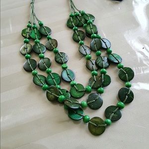 Beautiful green African bead necklace.  Authentic