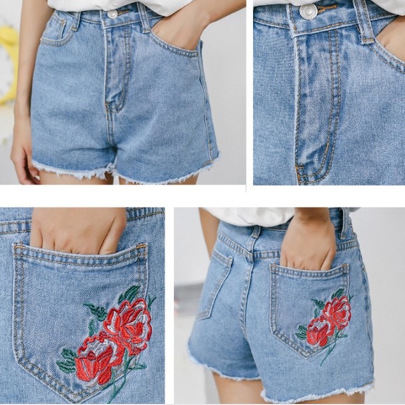 Moving SALE! 🎉HP🌹 Embroidered High Waist Shorts - Picture 3 of 6