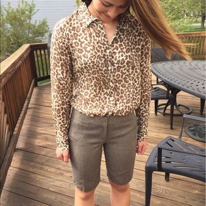 J crew cheetah button up shirt