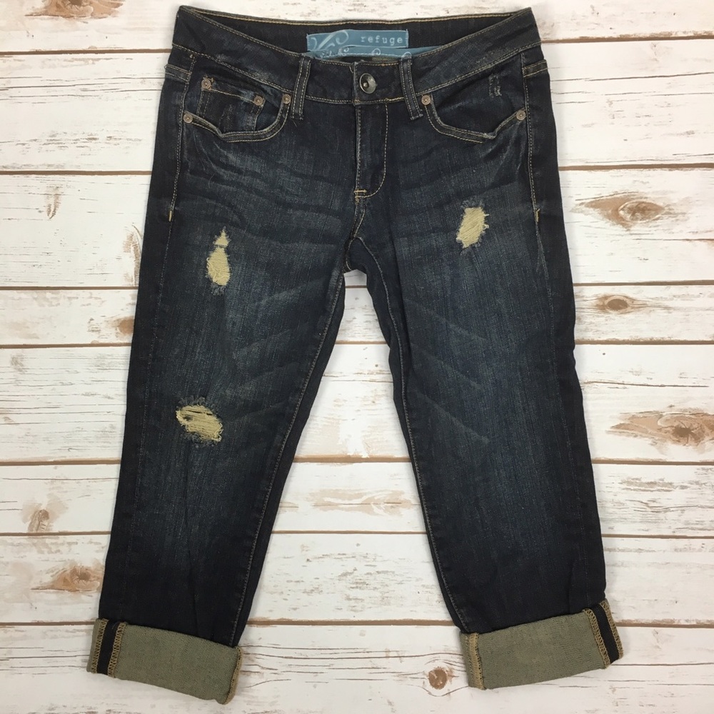 5 for $20 Refuge distressed Capris dark wash