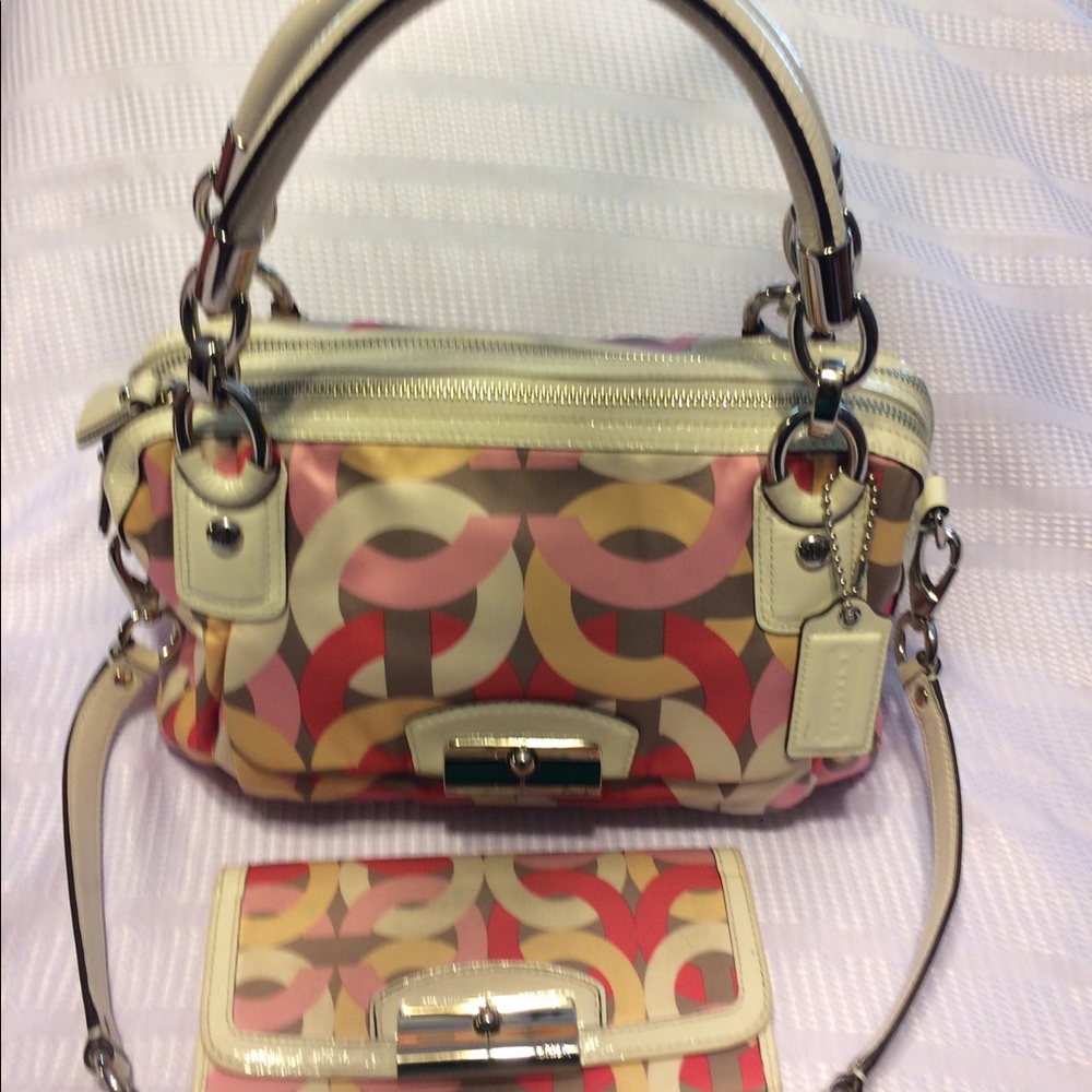 Coach Kristin Chain Link double zippered satchel.