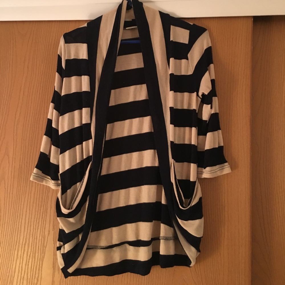 Navy & Taupe striped sweater