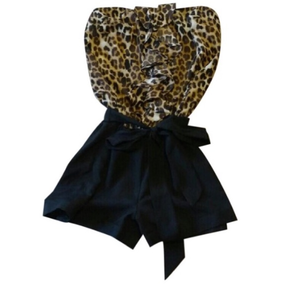 Express leopard and black romper