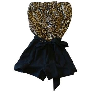 Express leopard and black romper