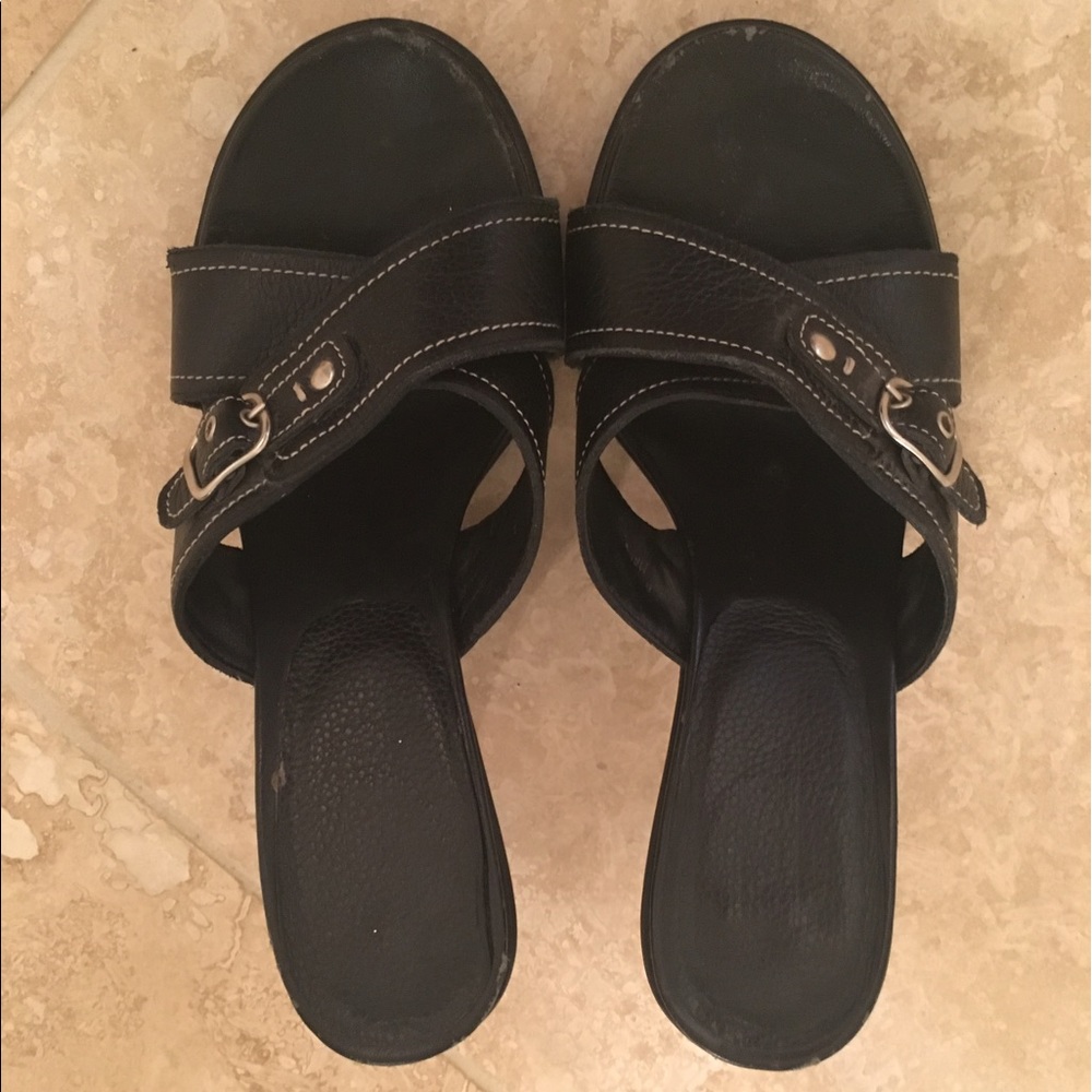 Authentic Coach black leather sandals