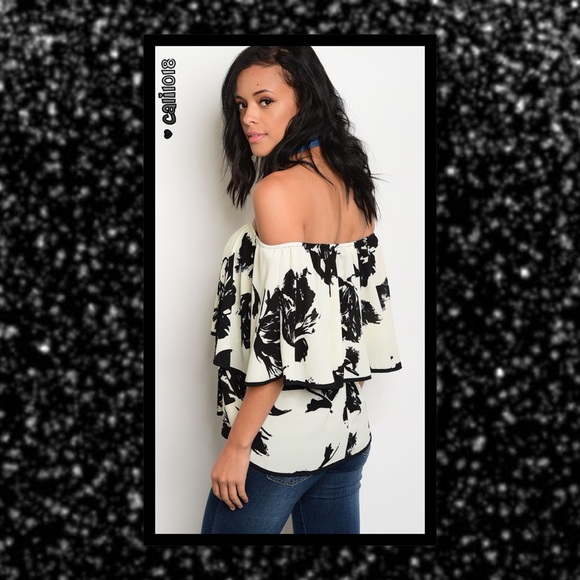 1 Med LEFT🆕 Floral Off Shoulder Flowy Boho Top - Picture 2 of 3