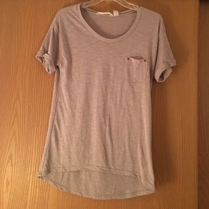 Taupe-Light Gray T-Shirt with pocket & button back