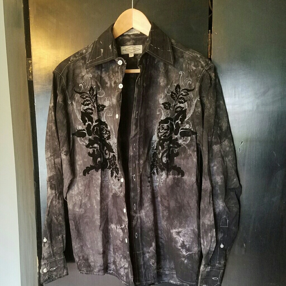 2 for $20 Men's button down with velvet details