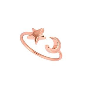 ADJUSTABLE RING MOON CRESCENT AND STAR