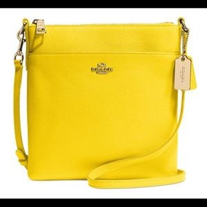 Yellow Leather Coach North/South Crossbody Bag