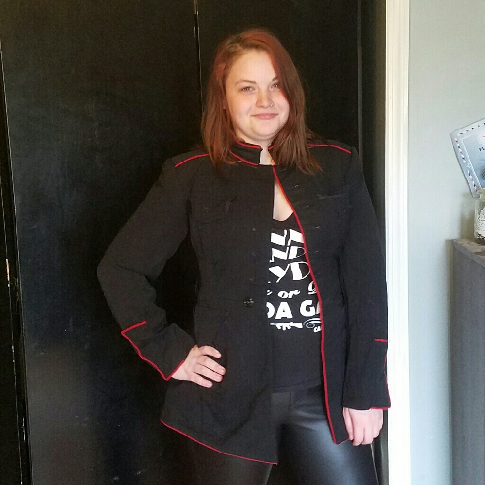 Blazer Black military style w/red piping