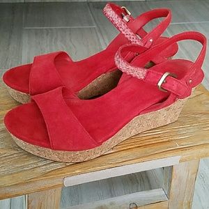 PRICE DROP! UGG Red Suede Platform Wedges