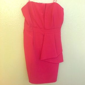 Strapless mini pink dress