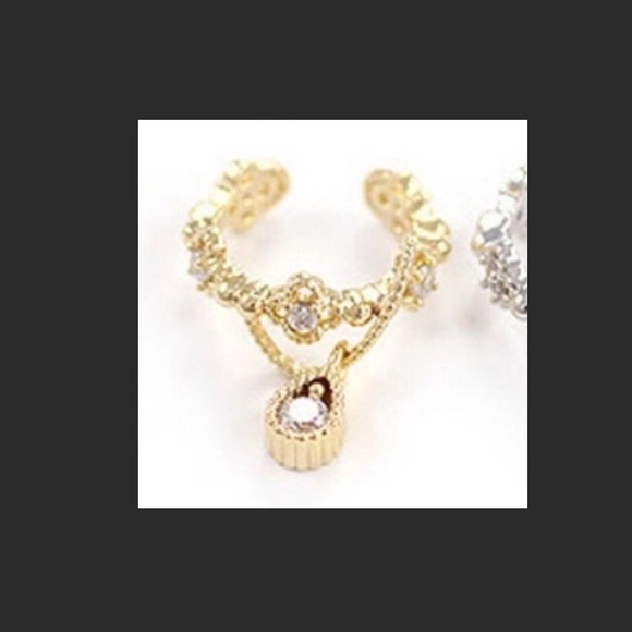 Rhinestone dangle earring Cuff - Picture 3 of 3