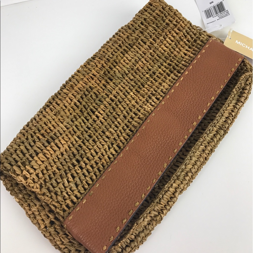 Michael Kors Santorini Leather & Raffia Clutch - Picture 4 of 6