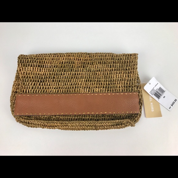 Michael Kors Santorini Leather & Raffia Clutch - Picture 2 of 6