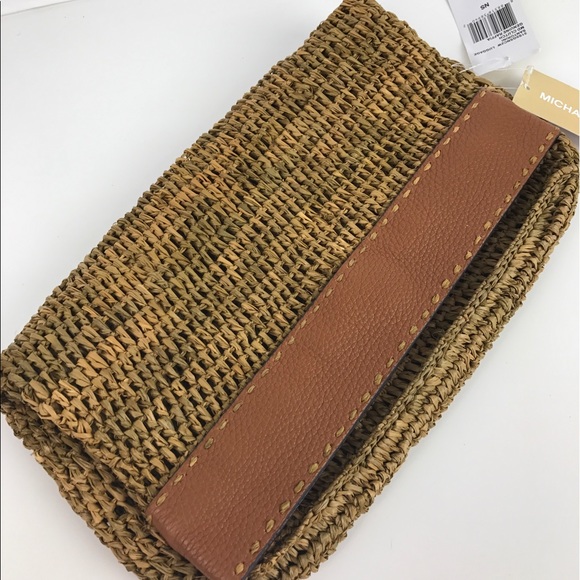 Michael Kors Santorini Leather & Raffia Clutch - Picture 4 of 6