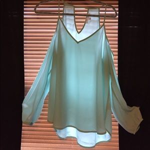 Tiffany Blue Cold Shoulder Shirt