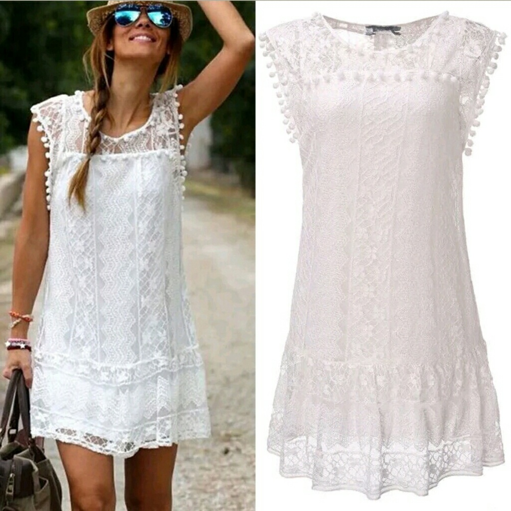 Lace sleeveless chiffon dress