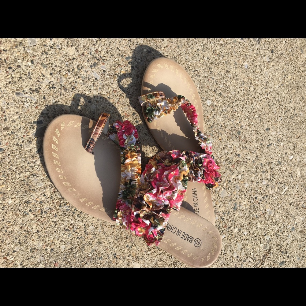 Floral flip flops