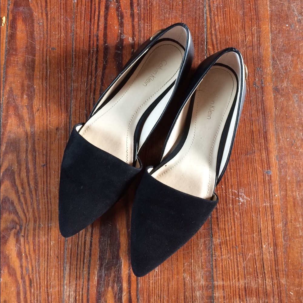 Calvin Klein pointed black flats
